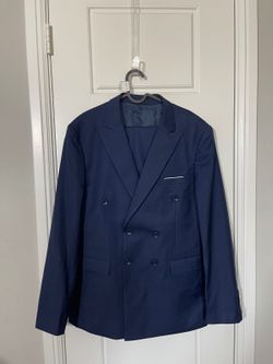 Suits for Men Size MD Navy Blue 2 Pieces M175 Double Breasted Business Suit