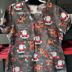 Christmas Print Scrub Sz Medium