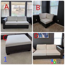 CUSTOM MADE Sectional Couch And Ottoman 
