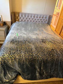Gold bedframe, no mattress included. Does not need box spring.