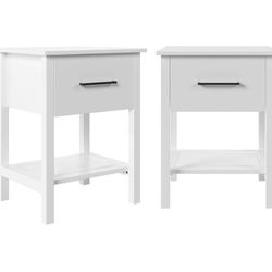 2 New White Nightstands or Side Tables with Storage Drawer