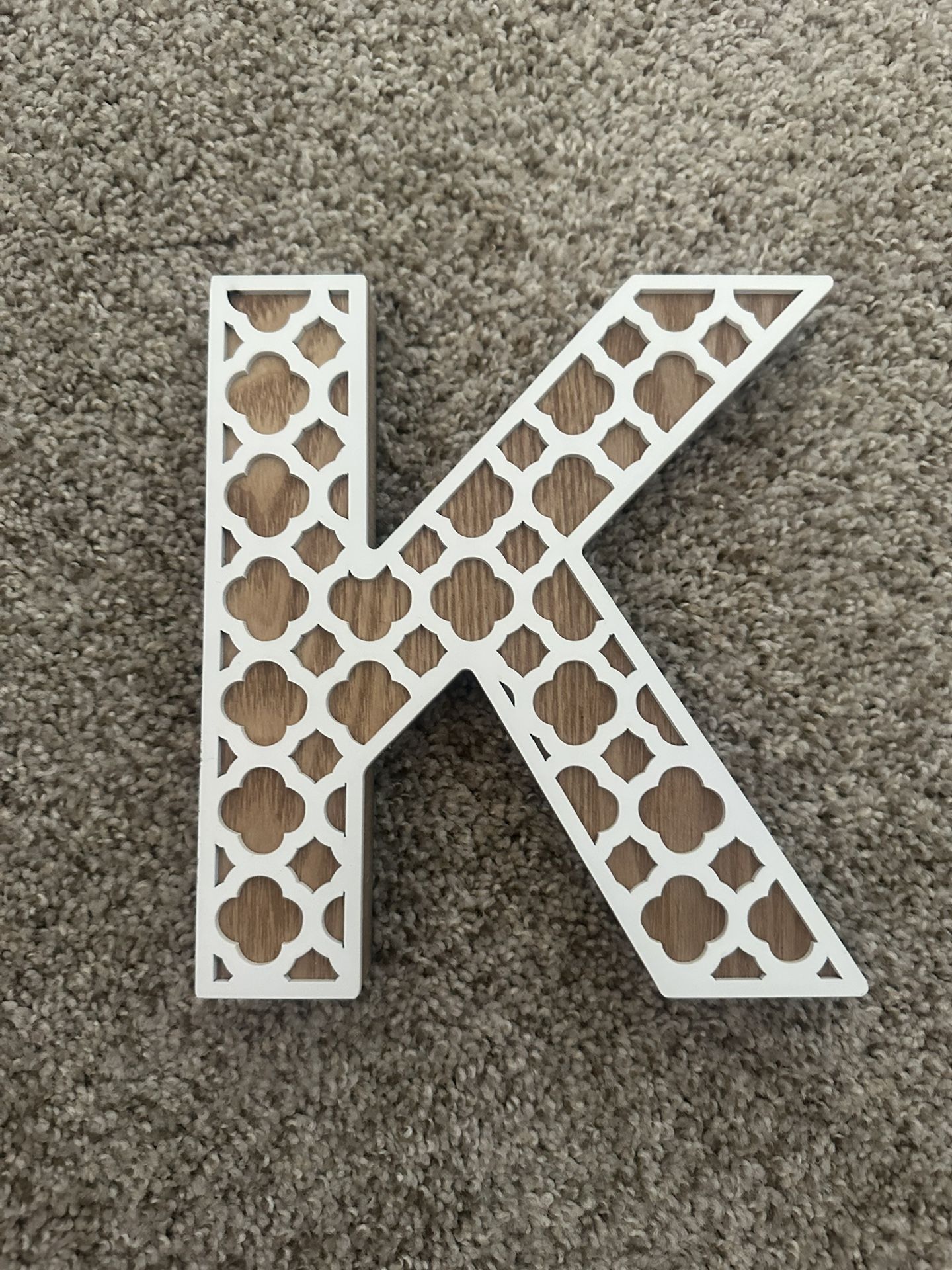 Wooden letter K brown and white decor Farmhouse