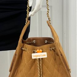 Mustard Suede Hobo Bag