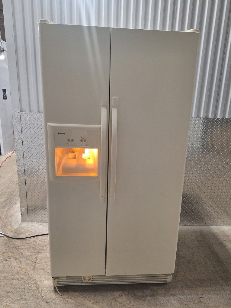 Biege Kenmore 2 Door Side by Side Refrigerator Freezer