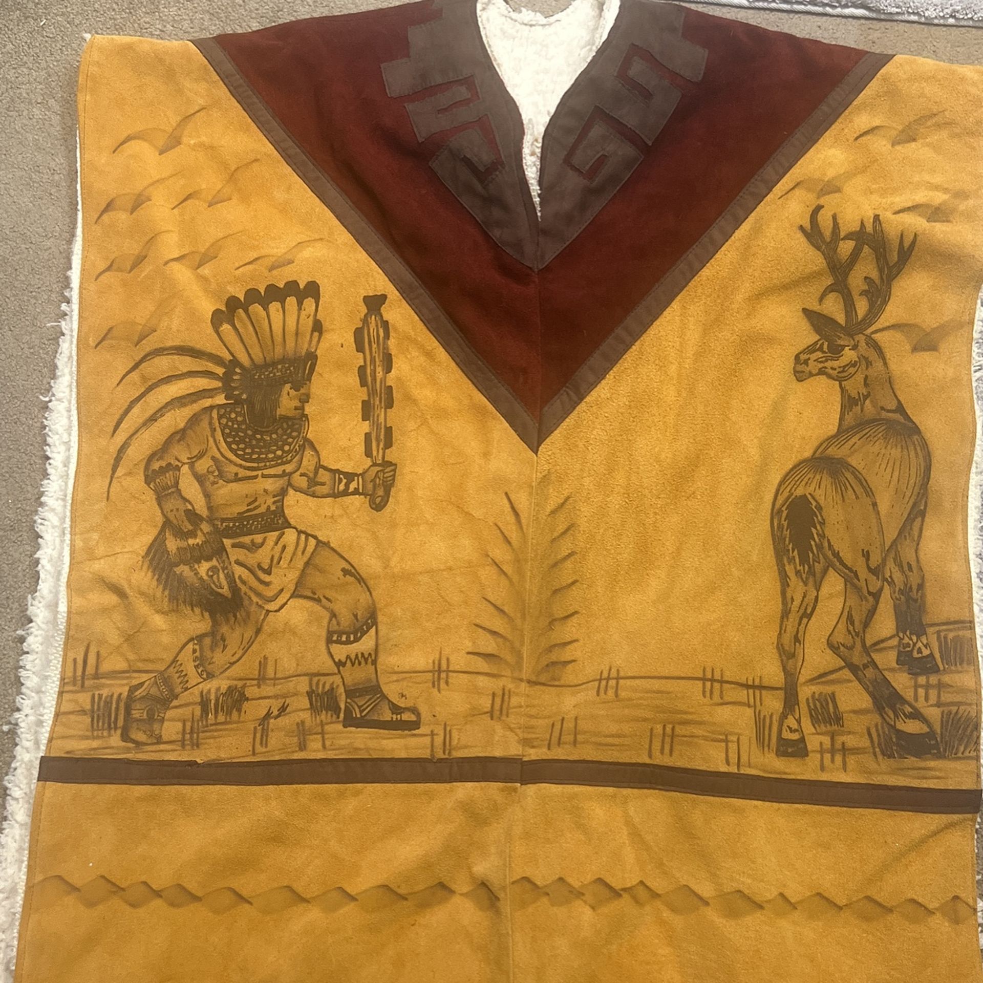 Leather Mexican Poncho Gaban