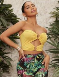 Yellow cut out crop top #summer 