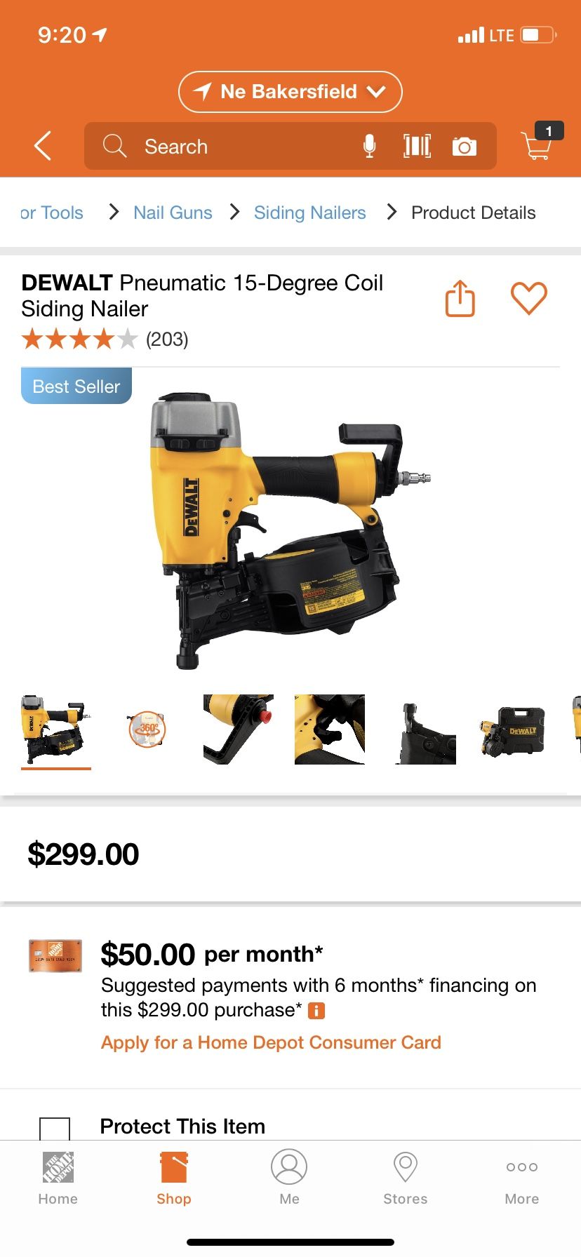 DEWALT Pneumatic 15-Degree Coil Siding Nailer