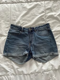 High-Waist Cuffed Denim Shorts