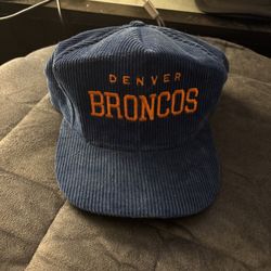 Vintage 90s Denver Broncos Corduroy Blue Snapback Hat Cap NFL Football