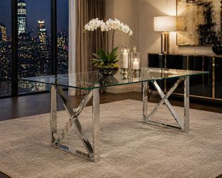 63” CHROME DINING TABLE for sale