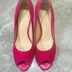 Ivanka Trump SZ 8.5 Pink Suede Peep Toe High Heel Shoes Women’s Career