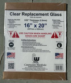 Brand new: Clear Replacement Glass 16" x 20" Contractors Wardrobe 3/32" thickness
