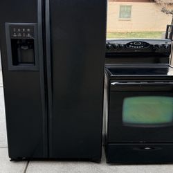 Ge Refrigerator And Electric Maytag Stove 