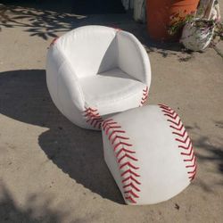 Kids Baseball Chair With Ottoman 