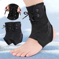 Men Women Feet Support Stabilizer Lace Up Ankle Brace Compression Sleeve Adjustable Leg Splints Immobilizer Wrap Guard. Size: L