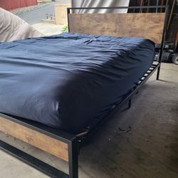 Queen, Steel Bed Frame And Headboard.