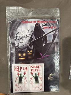 Halloween Window Cover Pack of 2 horror bloody door covers