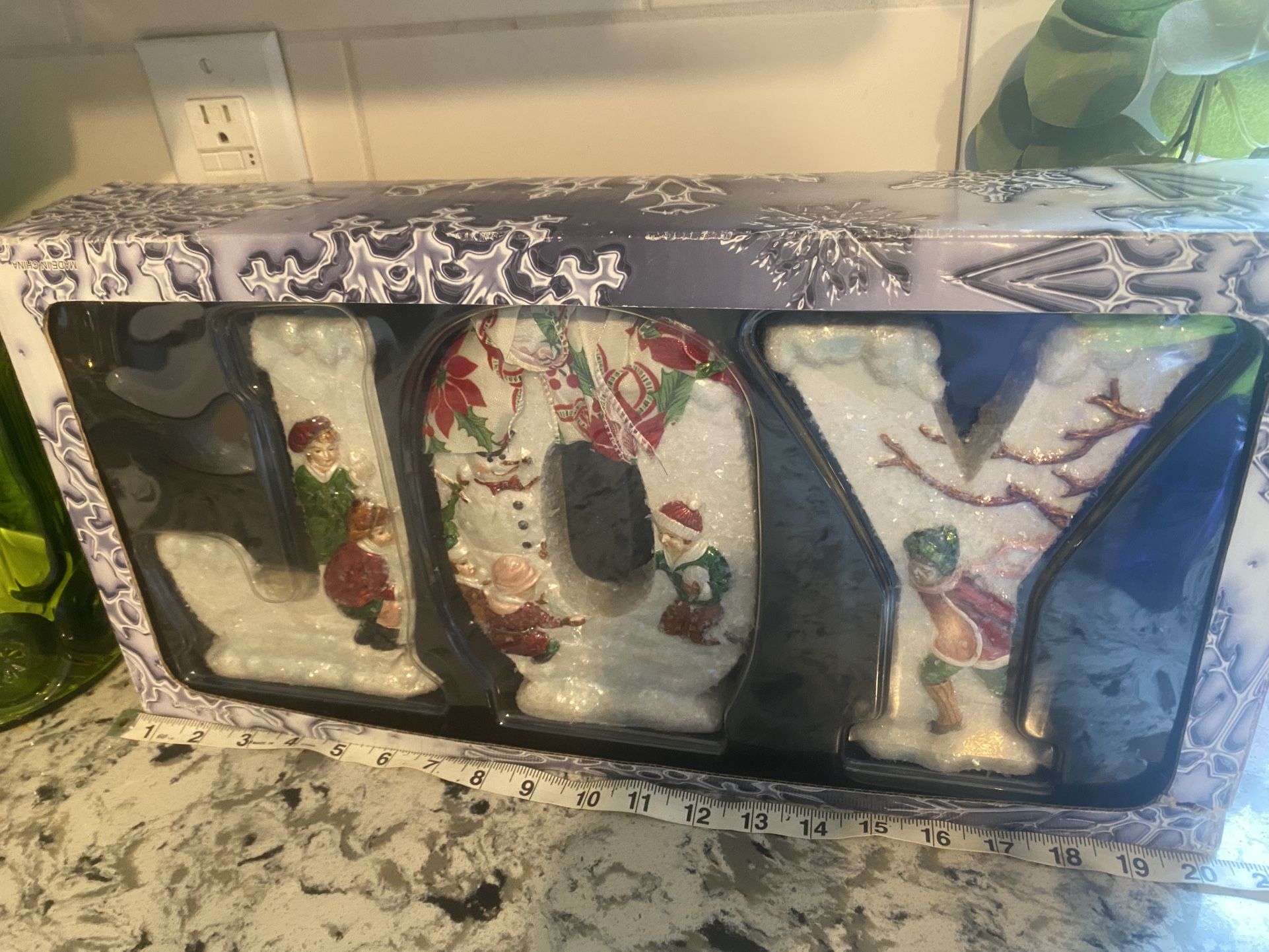 NEW Christmas JOY Mantel Sugared Decorated Letters by Costco Each Letter 8'' Tall