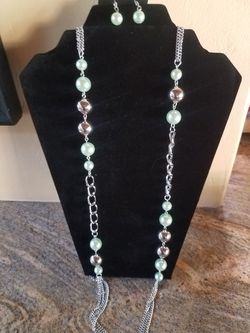 Silver and mint green necklace