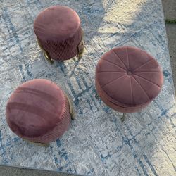 Modern Velvet Gold Accent Bench & Storage Ottoman Set – Glam Vanity/Entryway