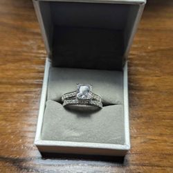  Women's 2pc Engagement Wedding Ring Set Sterling Silver Size 7