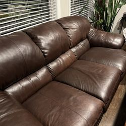 Real Leather Couch And Chair With Ottoman 