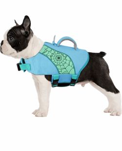 Dog  Pet Life Jacket with High Buoyancy, Reflective Strips, Rescue Handle, Small Blue