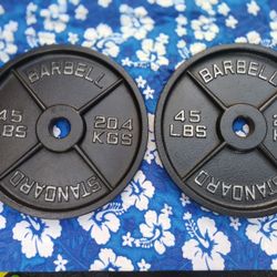 SHARP  PAIR OF 45 POUND OLYMPIC PLATES 