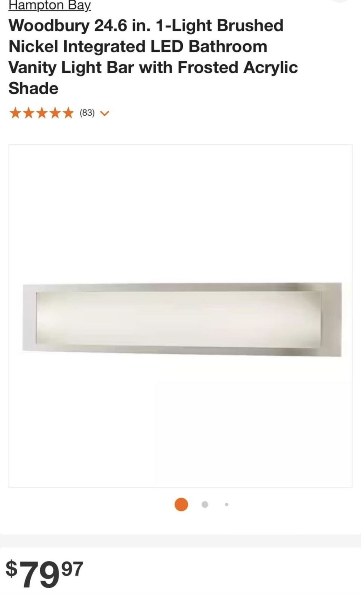 Woodbury 24.6 in. 1-Light Brushed Nickel Integrated LED Bathroom Vanity Light Bar