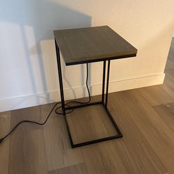 Wood And Metal Side table USB and Outlet