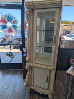 White corner display cabinet