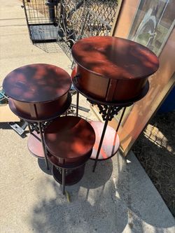 Tiered Round Wood side tables
