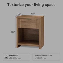 Night Stand Set 2, Boho End Table with Drawer and Storage Shelf Accent Table