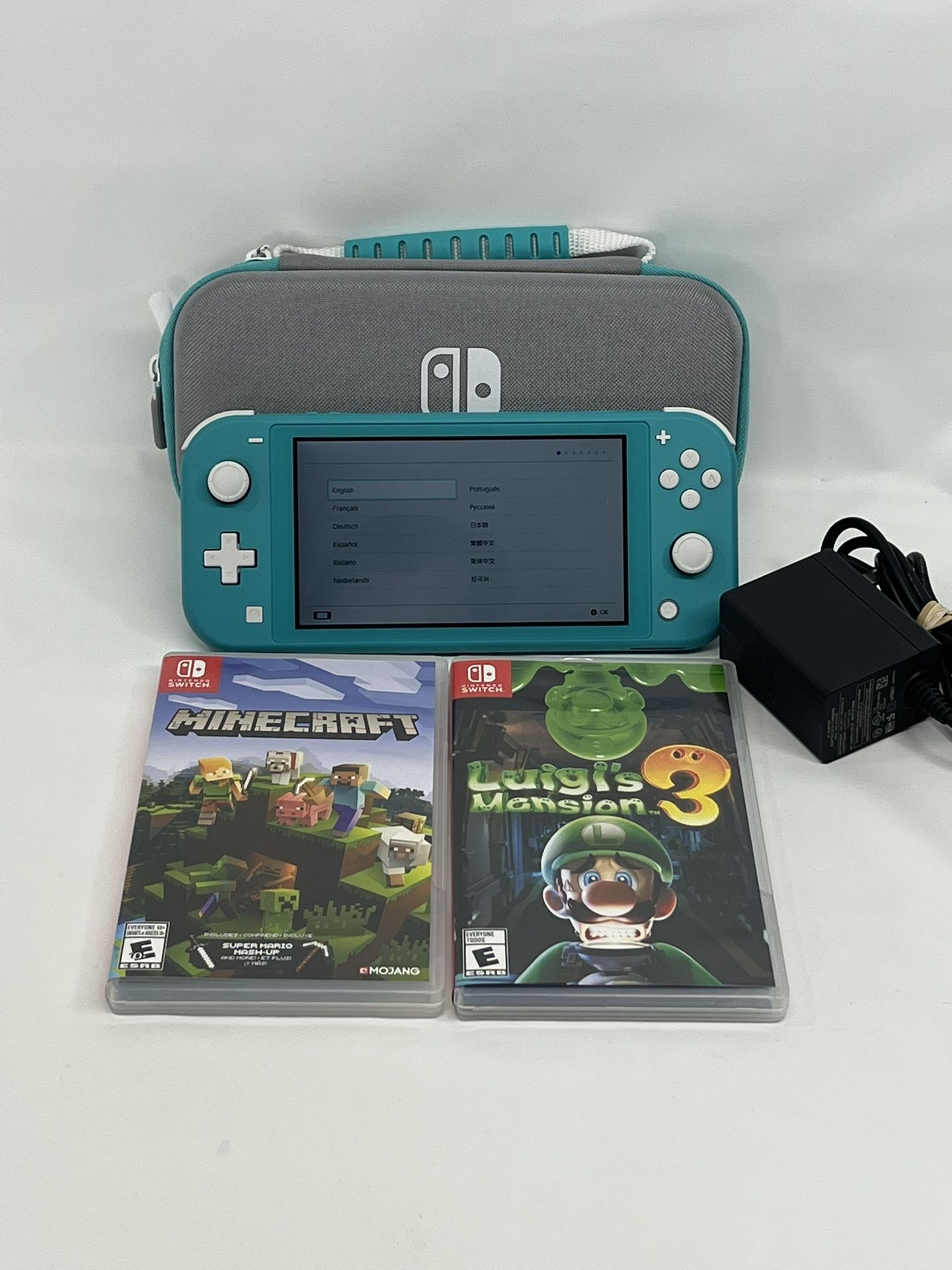 Nintendo Switch Lite Handheld Console Turquoise Bundle With Games And Case