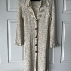 BCBGMaxAzeria Cream Brown Knit Long Cardigan 