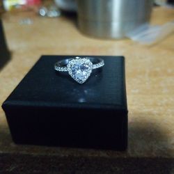 Size 6 White Sapphire Heart Ring Sterling Silver Perfect For Mothers