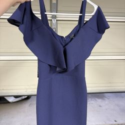 Rachel Rachel Roy Navy Off Shoulder Ruffle Dress XS NWT