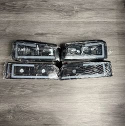 LED DRL Smoke Headlights Bumper Lamps Fit 2003-2007 Chevy Silverado Avalanche