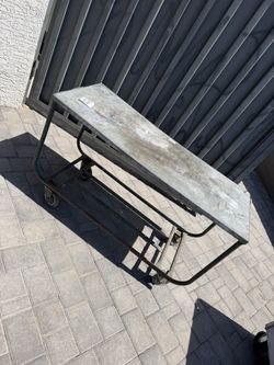 Industrial Metal Rolling Work Cart - Flat Top, 73 x 18 x 28 in. - Used