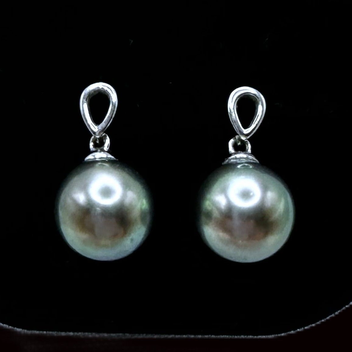 14K White Gold & Tahitian Pearl Drop Earrings