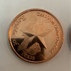 1 Ounce Copper Texas Coins For Sale