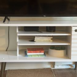 Manhattan Comfort Liberty 53” White & Gloss TV Stand – Fits TVs up to 50”