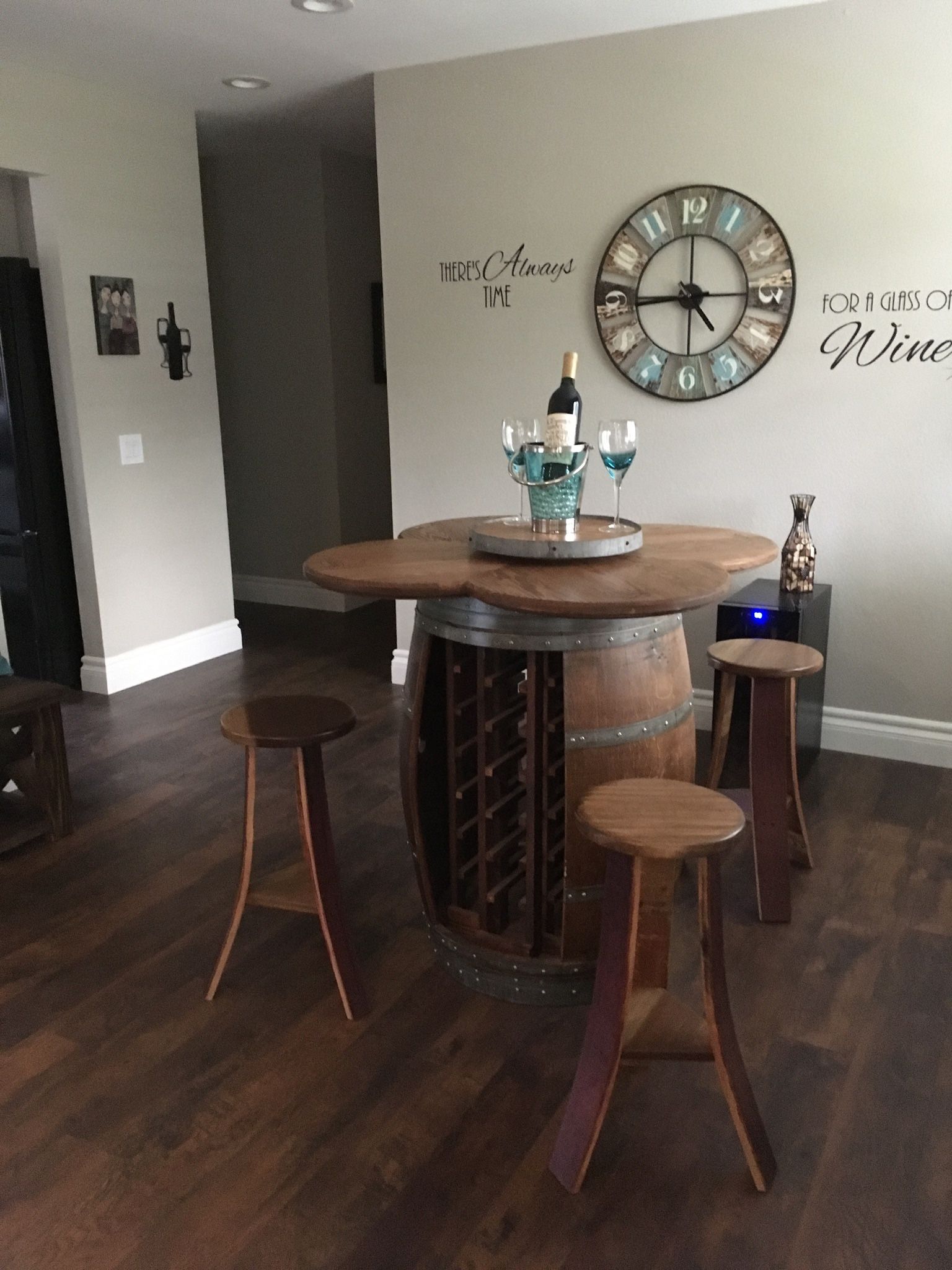 Rustic Wine Barrel Table And Stools