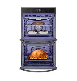 New LG - 30-in Wide Smart Built-In Electric Convection Double Wall Oven with Air Fry - Black Stainless Steel