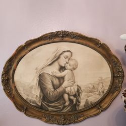 Antique mother mary baby jesus artwork