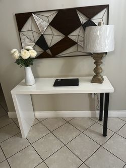 White Gloss Finish console , table entrance , desk ( decor not included )
