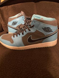 Sky blue and gray wool air Jordan 1s size 13