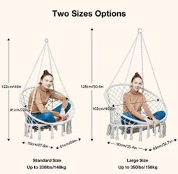Hammock Chair,Max 350 Lbs Macrame Swing with Cushion and Hanging Hardware Kits,Hanging Cotton Rope Swing Chair, Comfortable Hanging Chairs for Indoor,