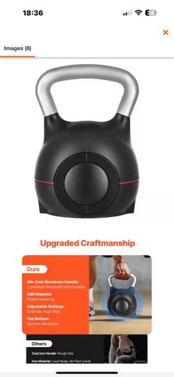 New in box 7-Level Adjustable Kettlebell (5-44 lbs.), for Full-Body Workouts and Strength Training, Die-Cast Aluminum and ABS