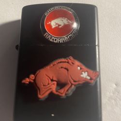 Arkansas Razorbacks, new fliptop lighter fluid, not included